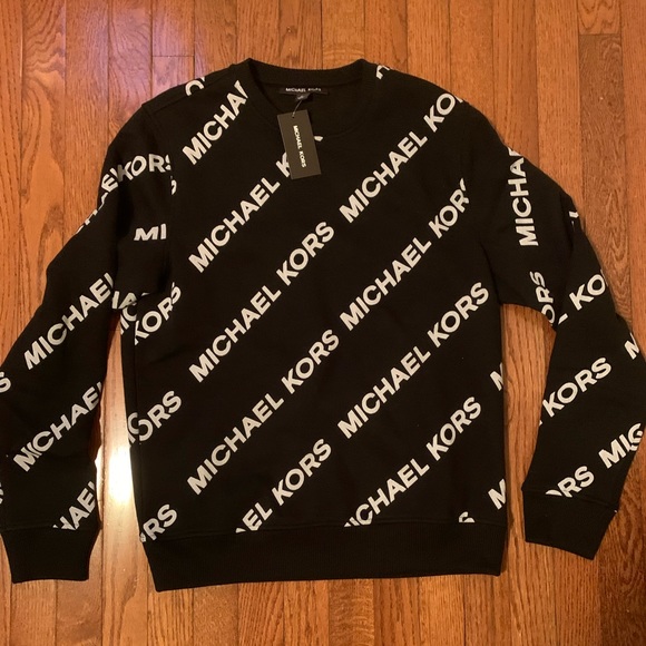 Michael Kors Shirts | Michael Kors Mens All Over Print Pullover Crewneck Sweatshirt Black Nwt S - L | Color: Black | Size: M | Ondemandseller's Closet